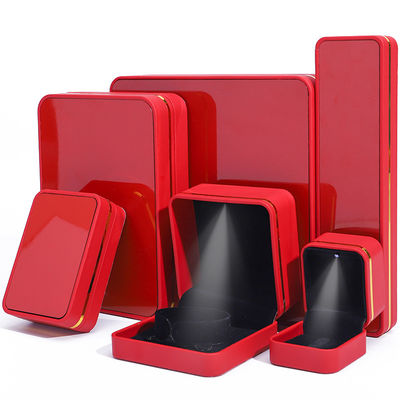 Scatole per gioielli in pelle a luce LED rettangolare, Scatole per gioielli personalizzate all' ingrosso