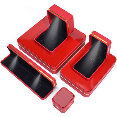 Scatole per gioielli in pelle a luce LED rettangolare, Scatole per gioielli personalizzate all' ingrosso