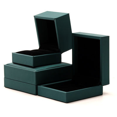 Casella di imballaggio di gioielli di velluto di lusso di lusso Collare e anello in pelle PU verde Hanhong