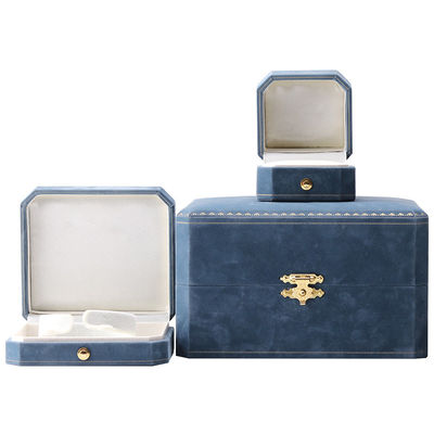 Scatola di gioielli di velluto blu chiaro per l' imballaggio personalizzato di collane e braccialetti di lusso