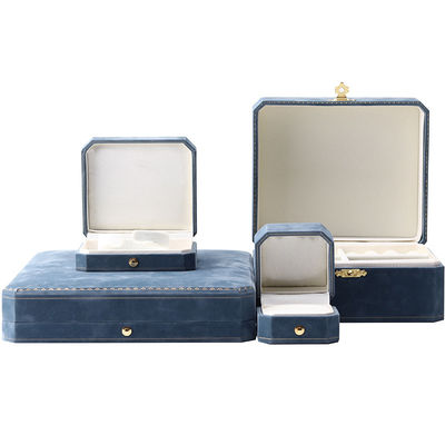 Scatola di gioielli di velluto blu chiaro per l' imballaggio personalizzato di collane e braccialetti di lusso