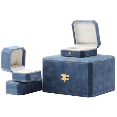 Scatola di gioielli di velluto blu chiaro per l' imballaggio personalizzato di collane e braccialetti di lusso