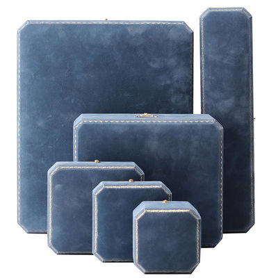 Scatola di gioielli di velluto blu chiaro per l' imballaggio personalizzato di collane e braccialetti di lusso