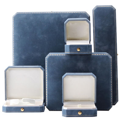 Scatola di gioielli di velluto blu chiaro per l' imballaggio personalizzato di collane e braccialetti di lusso