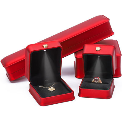 LED luce rosso colore gioielli scatola set, gioielli confezionamento scatola con logo personalizzato