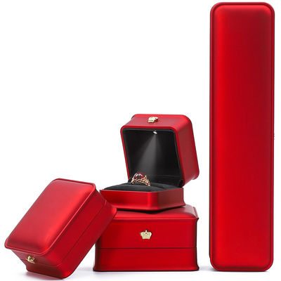 LED luce rosso colore gioielli scatola set, gioielli confezionamento scatola con logo personalizzato