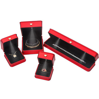 LED luce rosso colore gioielli scatola set, gioielli confezionamento scatola con logo personalizzato