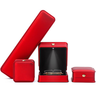 LED luce rosso colore gioielli scatola set, gioielli confezionamento scatola con logo personalizzato