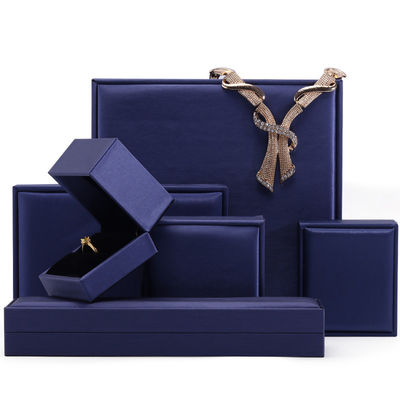 Casella di imballaggio per gioielli di velluto artigianale Hanhong per collana e anello 9*9*4,5 cm Blu PU cuoio