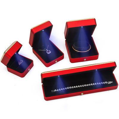 Luxury Red LED Light Up Gioielleria Scatola, Gioielleria Scatole di imballaggio Dimensioni personalizzate