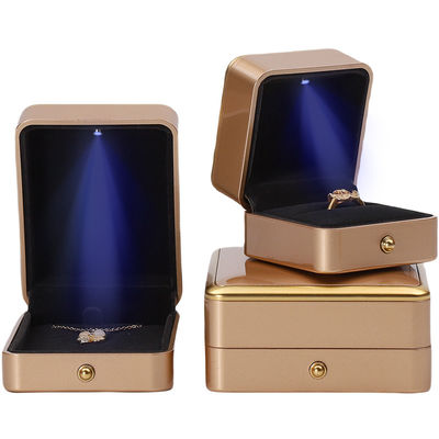 comprare Logo personalizzato Light Gold LED Gioielleria Scatola Per Braccialetto Colletto Orecchini Anello Imballaggio online manufacture