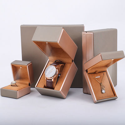 OEM PU cuoio LED gioielleria scatola, Handy Quadrato gioielleria lussuosa confezione scatola set