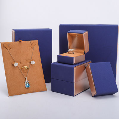 19x19x4cm Blue Velvet PU Gioielleria in cuoio scatola regalo con luce a LED e rivestimento in velluto