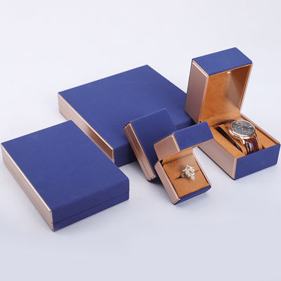 19x19x4cm Blue Velvet PU Gioielleria in cuoio scatola regalo con luce a LED e rivestimento in velluto