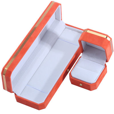 Pacchetto gioielli per collane di nozze orecchini e anelli Hanhong Custom Orange Velvet Box