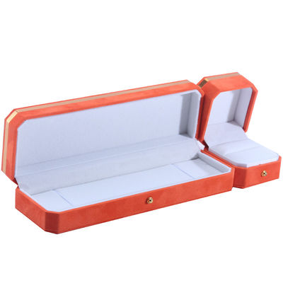 Pacchetto gioielli per collane di nozze orecchini e anelli Hanhong Custom Orange Velvet Box