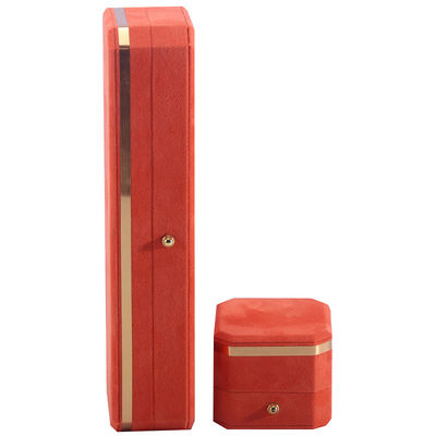 Pacchetto gioielli per collane di nozze orecchini e anelli Hanhong Custom Orange Velvet Box