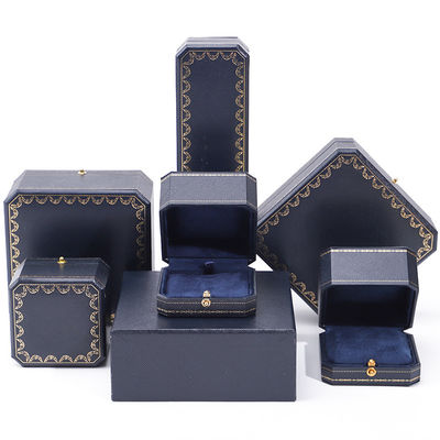 comprare Confezione per gioielli con logo personalizzato Scatola di carta quadrata blu fatta a mano per anelli di plastica di lusso online manufacture