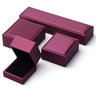 Scatola di imballaggio per gioielli di velluto di lusso con pelle PU viola di Hanhong
