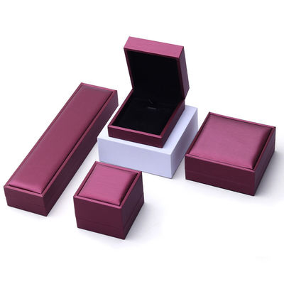 Scatola di imballaggio per gioielli di velluto di lusso con pelle PU viola di Hanhong