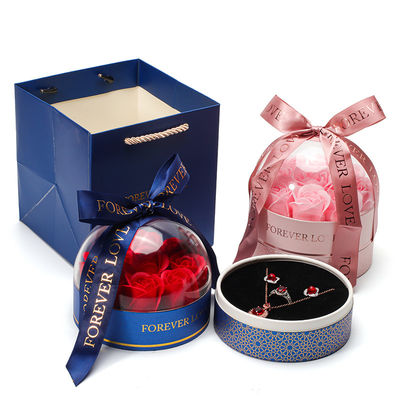 OEM Logo Rotondo Salvare Rose Fiore Gioielleria Scatola Per Nozze Regalo Compagna d'onore