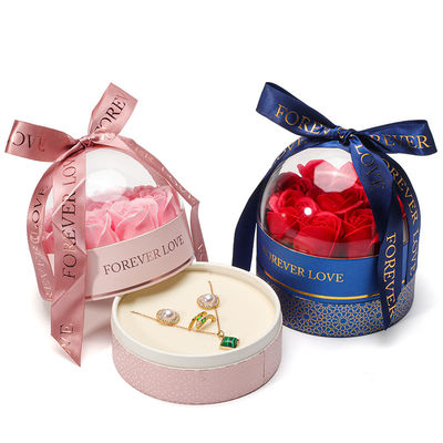 OEM Logo Rotondo Salvare Rose Fiore Gioielleria Scatola Per Nozze Regalo Compagna d'onore