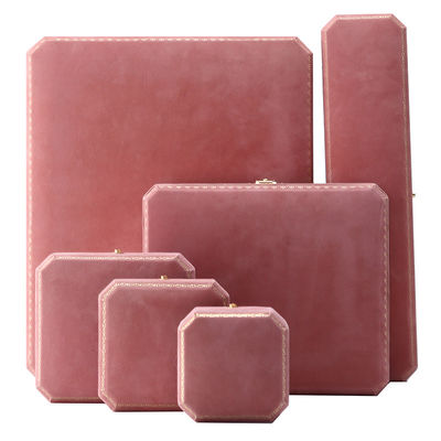 Scatola portagioie rettangolare in velluto rosa per set di braccialetti con motivo di lusso, logo personalizzato
