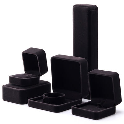 comprare Stampa personalizzata di logo Gioielli Ring Box in forma quadrata realizzata a mano con velluto grigio scuro online manufacture