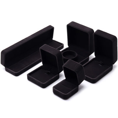 Stampa personalizzata di logo Gioielli Ring Box in forma quadrata realizzata a mano con velluto grigio scuro