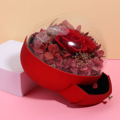 Logo personalizzato in forma di cuore gioielli cassetto rosso fiore box per anello
