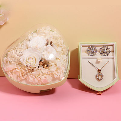 Logo personalizzato in forma di cuore gioielli cassetto rosso fiore box per anello