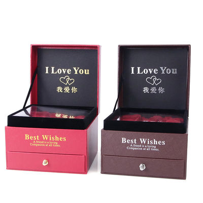 comprare Dimensione personalizzata Luxury Quadratura Gioielleria Box Gioielleria Gift Wrapping Box Con Rose online manufacture