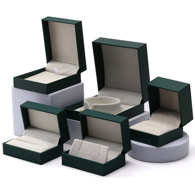 Gioielli verdi di lusso Cartone di carta orecchini Colletto Pendente Anello Imballaggio Logo personalizzato