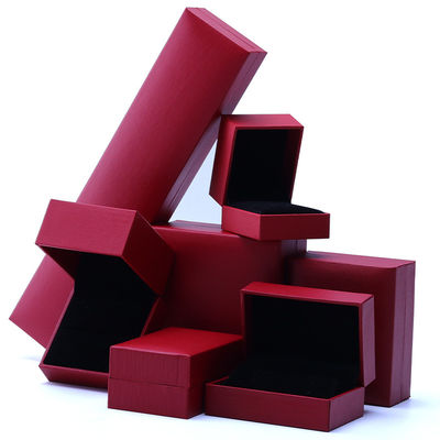 comprare OEM Red Paper Jewelry Box Set Velvet Lining Custom Jewelry Packaging Case online manufacture
