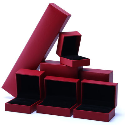 OEM Red Paper Jewelry Box Set Velvet Lining Custom Jewelry Packaging Case