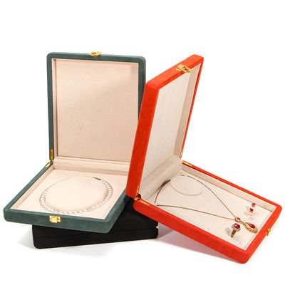 Nero Hanhong Custom Rounded Corner Anello di pelle in microfibra gioielleria confezionamento scatola set di lusso perla collana gioielleria scatola di deposito
