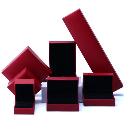 OEM Red Paper Jewelry Box Set Velvet Lining Custom Jewelry Packaging Case