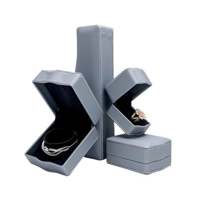 Casella di gioielli di lusso in pelle grigio PU per braccialetto con collane d'anello Packaging di Hanhong