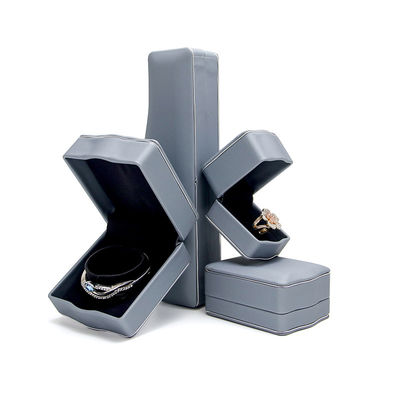 Casella di gioielli di lusso in pelle grigio PU per braccialetto con collane d'anello Packaging di Hanhong