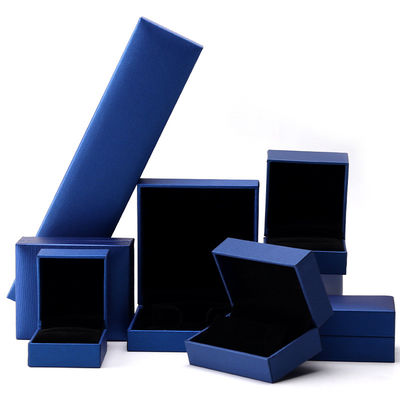 Casella di gioielleria in carta blu di lusso Orecchini con logo personalizzato Colletto Pendente Anello confezionamento