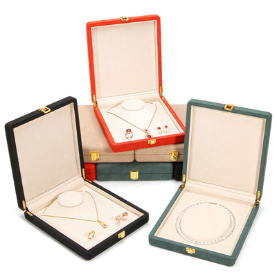 Scatola di deposito per gioielli in pelle in microfibra verde per collana di perle 20*23*5cm Hanhong Custom