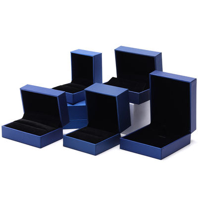 Casella di gioielleria in carta blu di lusso Orecchini con logo personalizzato Colletto Pendente Anello confezionamento