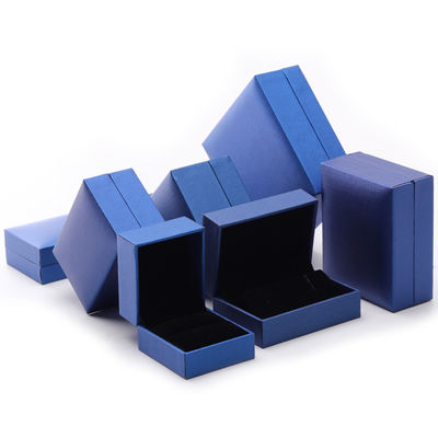 Casella di gioielleria in carta blu di lusso Orecchini con logo personalizzato Colletto Pendente Anello confezionamento