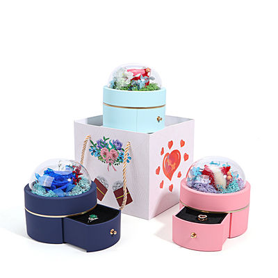Dimensioni personalizzate Luxury Round Flower Jewelry Box Packaging Ring Box