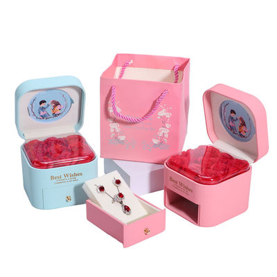 Taglia personalizzata Rose Immortal Drawer Flower Jewellery Box Per Stud Ohrringe Pendente