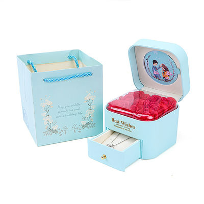 Taglia personalizzata Rose Immortal Drawer Flower Jewellery Box Per Stud Ohrringe Pendente