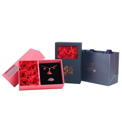 Hanhong Cartone Rosa Sapone Fiore Gioielleria Box Imballaggio regalo con sacchetto Tote