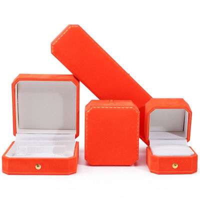 comprare Nuova scatola gioielli in velluto arancione per logo personalizzato pendenti orecchini bracciale collana anello online manufacture