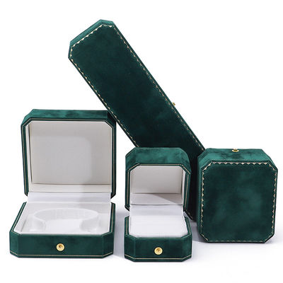 comprare Logo personalizzato Gioielleria in velluto verde Scatola per orecchini pendenti Braccialetto Collare Anello online manufacture