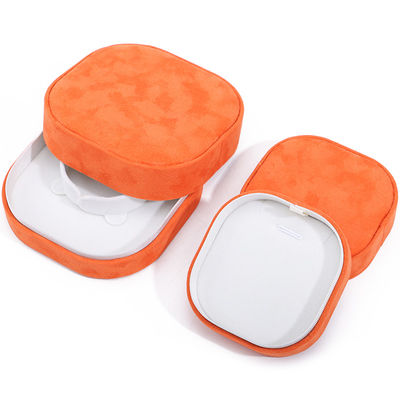 Scatola portagioie di lusso con coperchio e base, in velluto arancione di alta qualità con logo